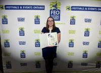 Grace Beaman accepts the FEO Top 100 Award for the Small Halls Festival on February 25, 2026